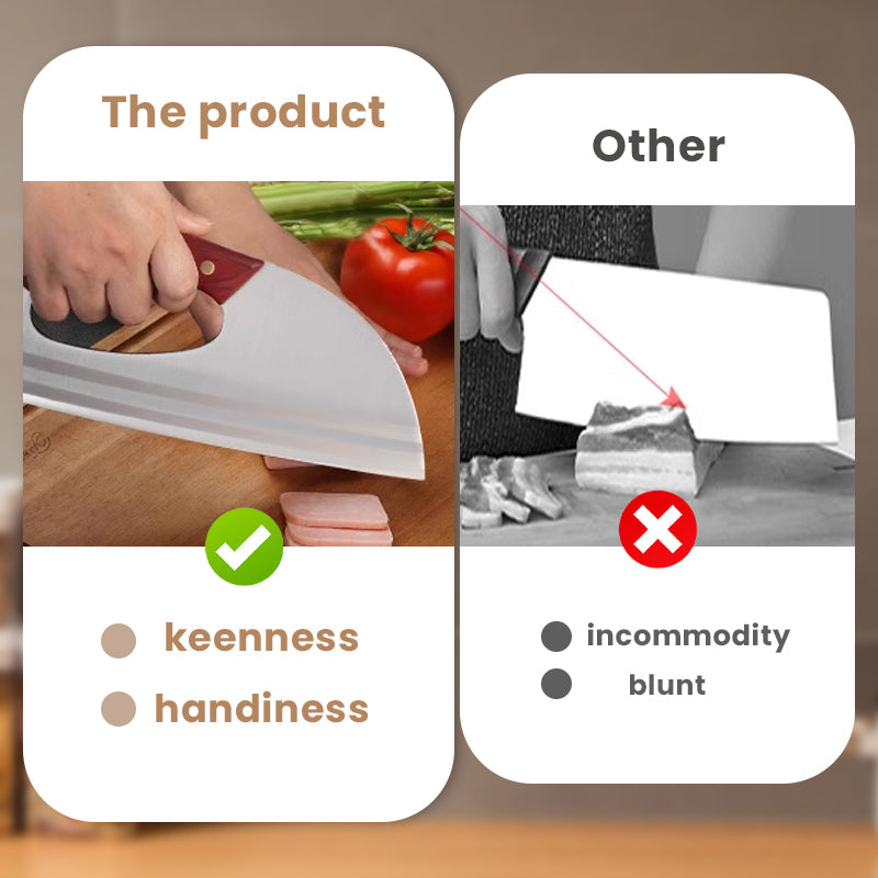 Couteau de cuisine ergonomique Conçu pour une prise en main vers l'avant, il permet de couper facilement les légumes et la viande. Un cadeau bien pensé pour les cuisiniers amateurs.