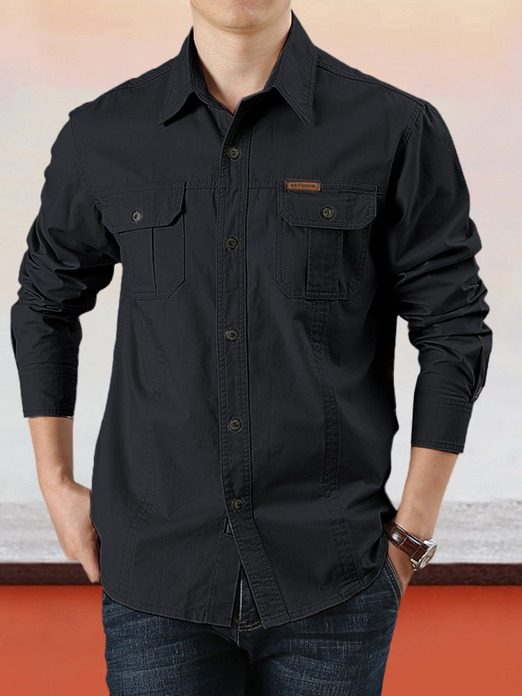 Nouveau style 2026 Chemise de travail en coton à manches longues pour homme