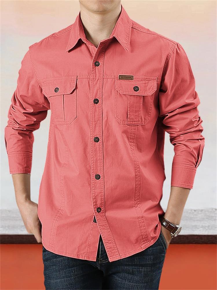 Nouveau style 2026 Chemise de travail en coton à manches longues pour homme