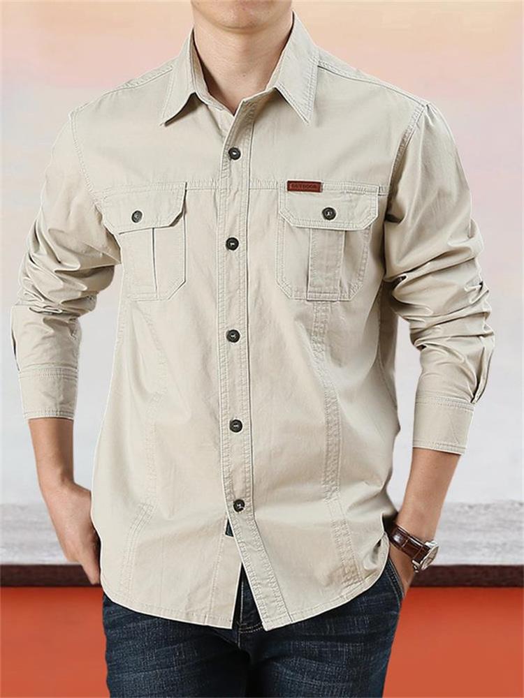 Nouveau style 2026 Chemise de travail en coton à manches longues pour homme