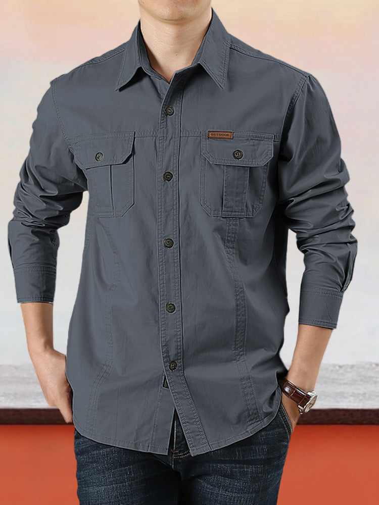 Nouveau style 2026 Chemise de travail en coton à manches longues pour homme