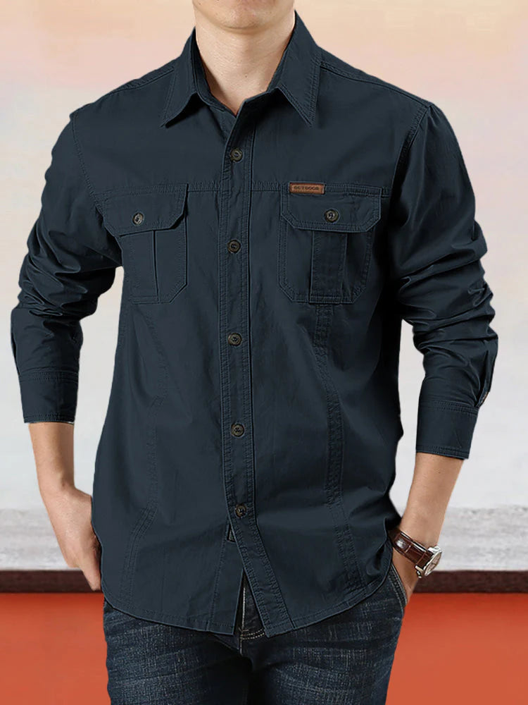 Nouveau style 2026 Chemise de travail en coton à manches longues pour homme