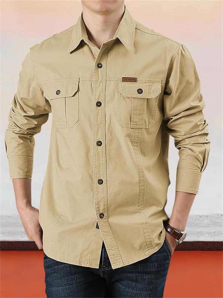 Nouveau style 2026 Chemise de travail en coton à manches longues pour homme