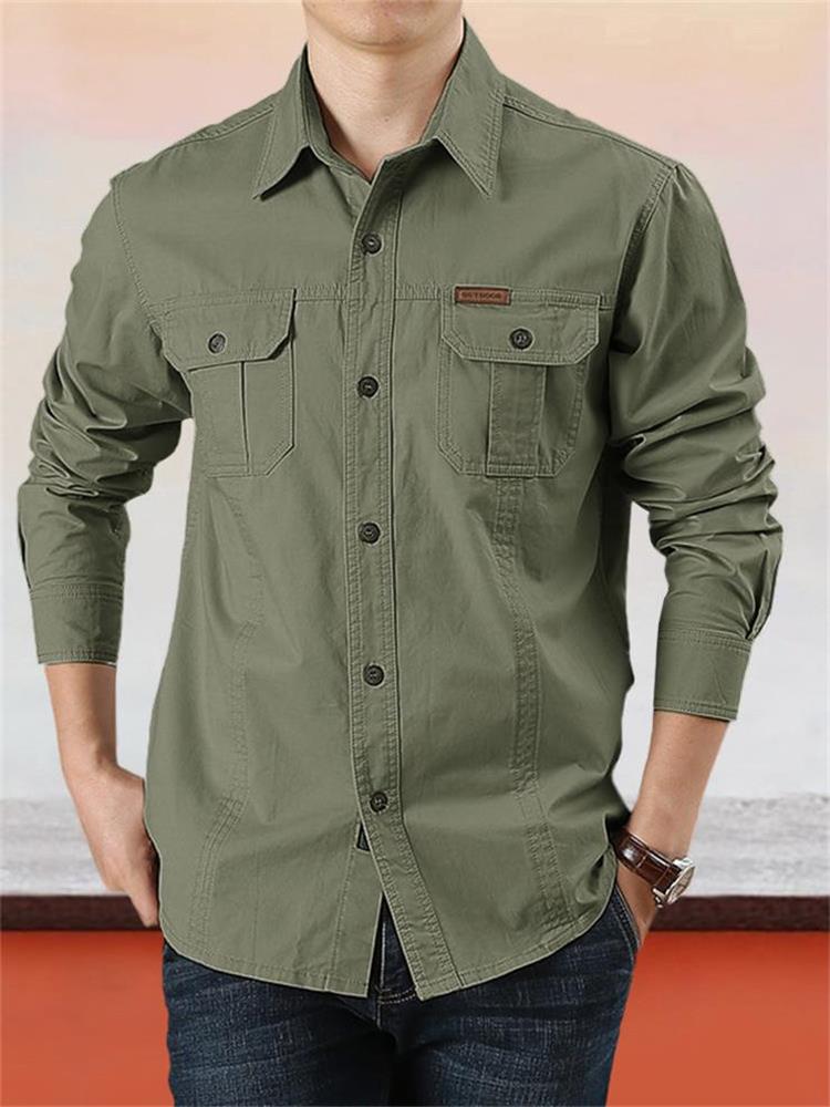 Nouveau style 2026 Chemise de travail en coton à manches longues pour homme