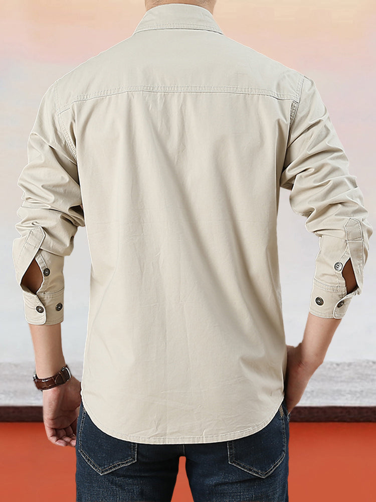 Nouveau style 2026 Chemise de travail en coton à manches longues pour homme