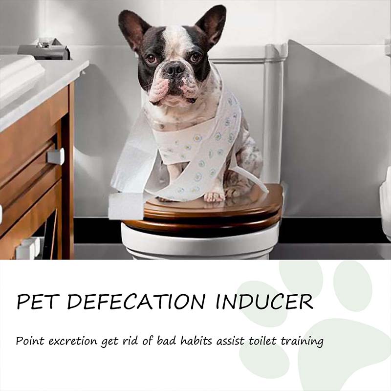 A spray that promotes defecation in pets