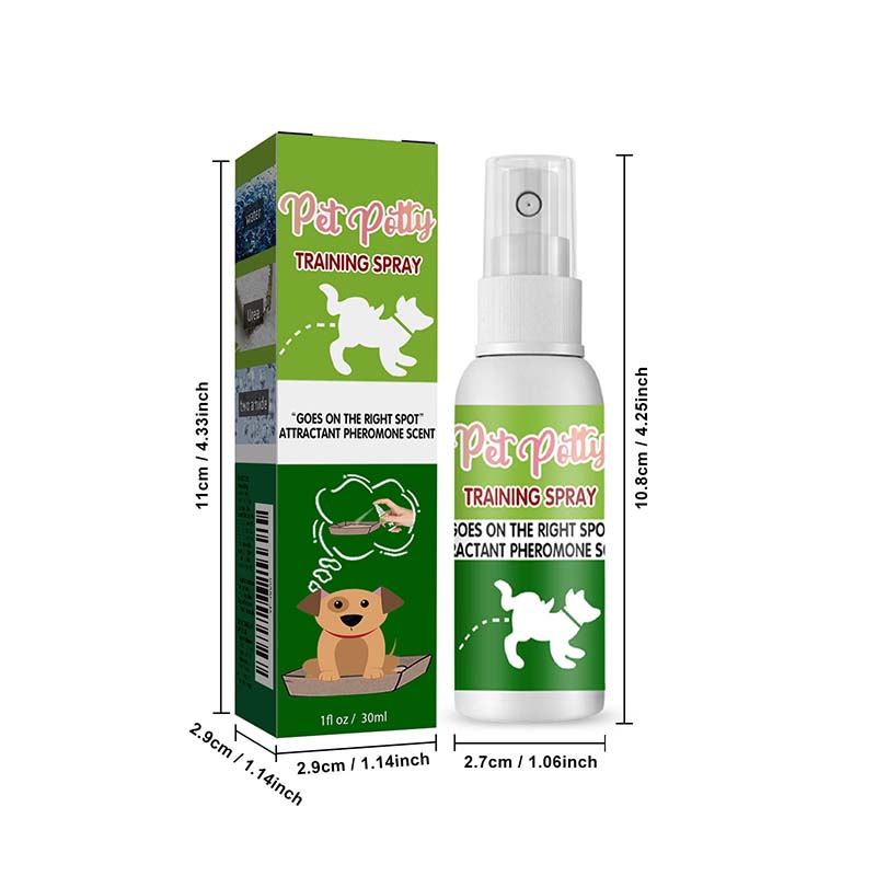 A spray that promotes defecation in pets