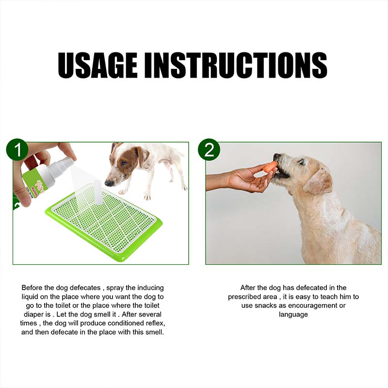 A spray that promotes defecation in pets