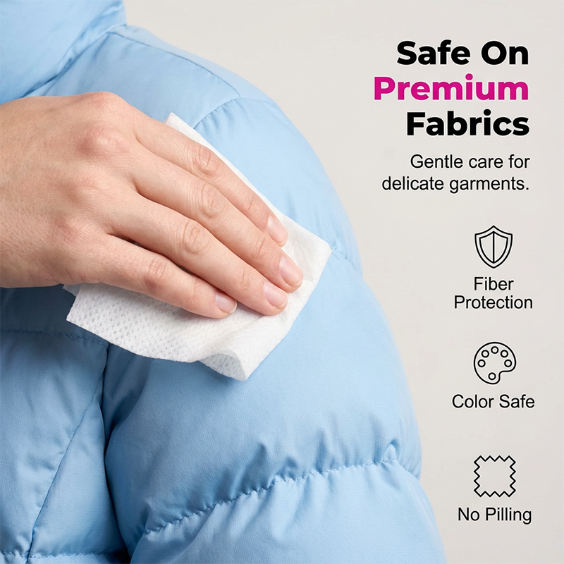 Lingettes détachantes nomades La tache ne fait pas le poids Zéro eau, zéro stress des vêtements impeccables où que vous soyez.