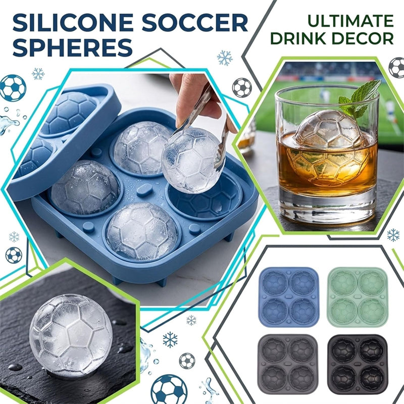 DE RDUCTION Moule Glaçons Football Silicone Boules 5,5cm, Fusion Lente, Conception Anti-Fuite, 4 Couleurs, Idéal pour Soirées Match & Cocktails