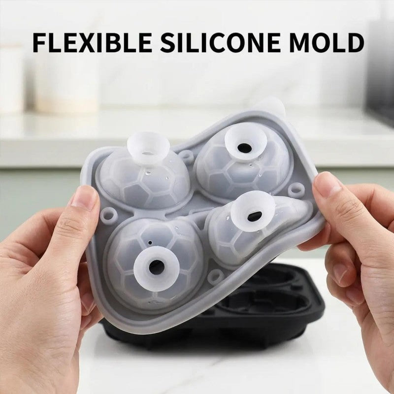 DE RDUCTION Moule Glaçons Football Silicone Boules 5,5cm, Fusion Lente, Conception Anti-Fuite, 4 Couleurs, Idéal pour Soirées Match & Cocktails