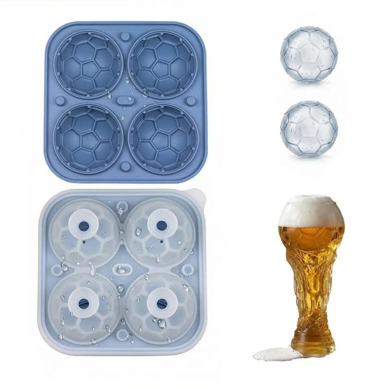 DE RDUCTION Moule Glaçons Football Silicone Boules 5,5cm, Fusion Lente, Conception Anti-Fuite, 4 Couleurs, Idéal pour Soirées Match & Cocktails