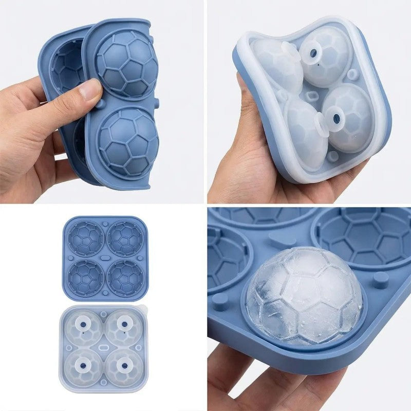 DE RDUCTION Moule Glaçons Football Silicone Boules 5,5cm, Fusion Lente, Conception Anti-Fuite, 4 Couleurs, Idéal pour Soirées Match & Cocktails