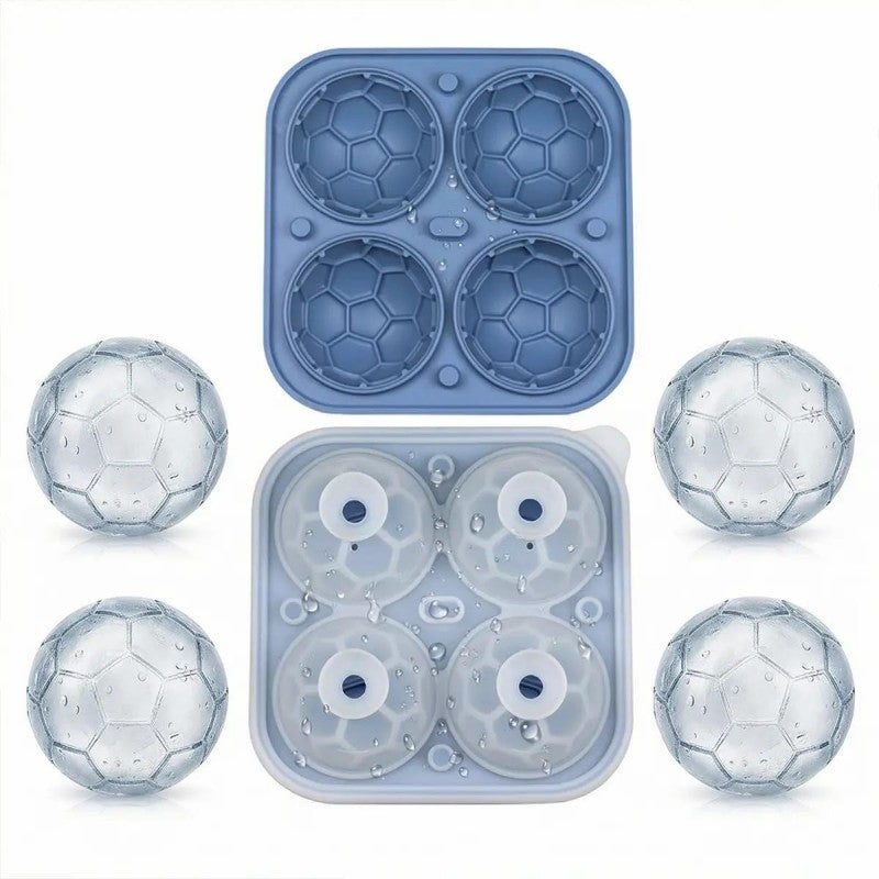 DE RDUCTION Moule Glaçons Football Silicone Boules 5,5cm, Fusion Lente, Conception Anti-Fuite, 4 Couleurs, Idéal pour Soirées Match & Cocktails