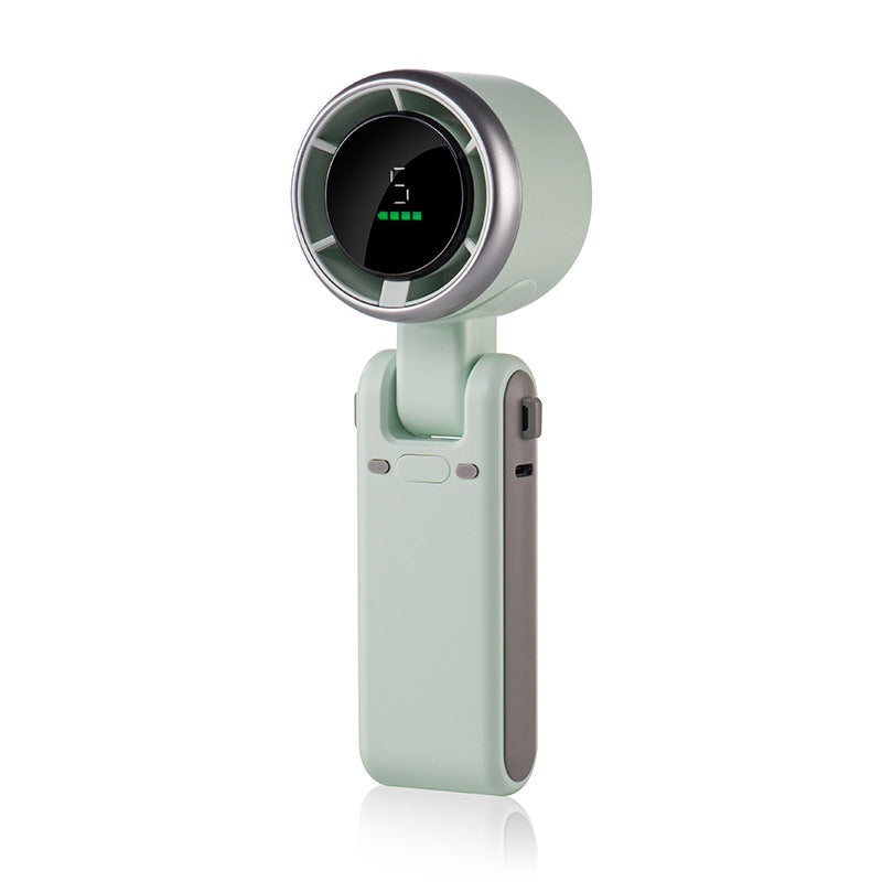 Ventilateur portable rechargeable, 5 vitesses, 3600 mAh, moteur sans balais, écran LED, angle réglable à 180°, 3 couleurs, parfait pour le bureau et les voyages