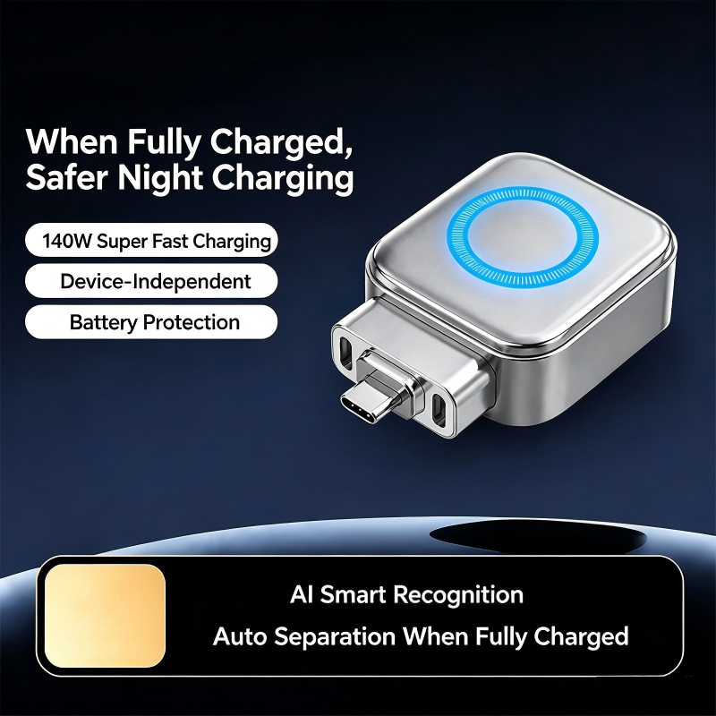 140W Fast Charger with Automatic AI Shutdown USB-C PD 3.1, Smart Protection, Indicator Light, Compatible with iPhone, MacBook, Tablets