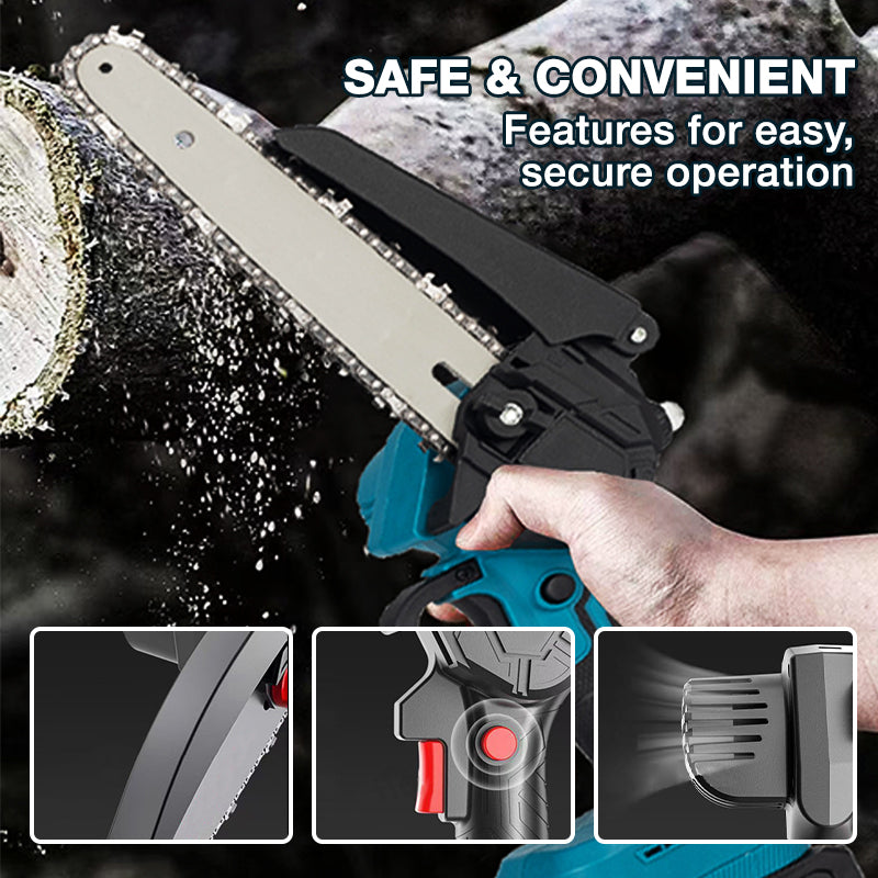 Mini cordless chainsaw 15 cm with 2 batteries