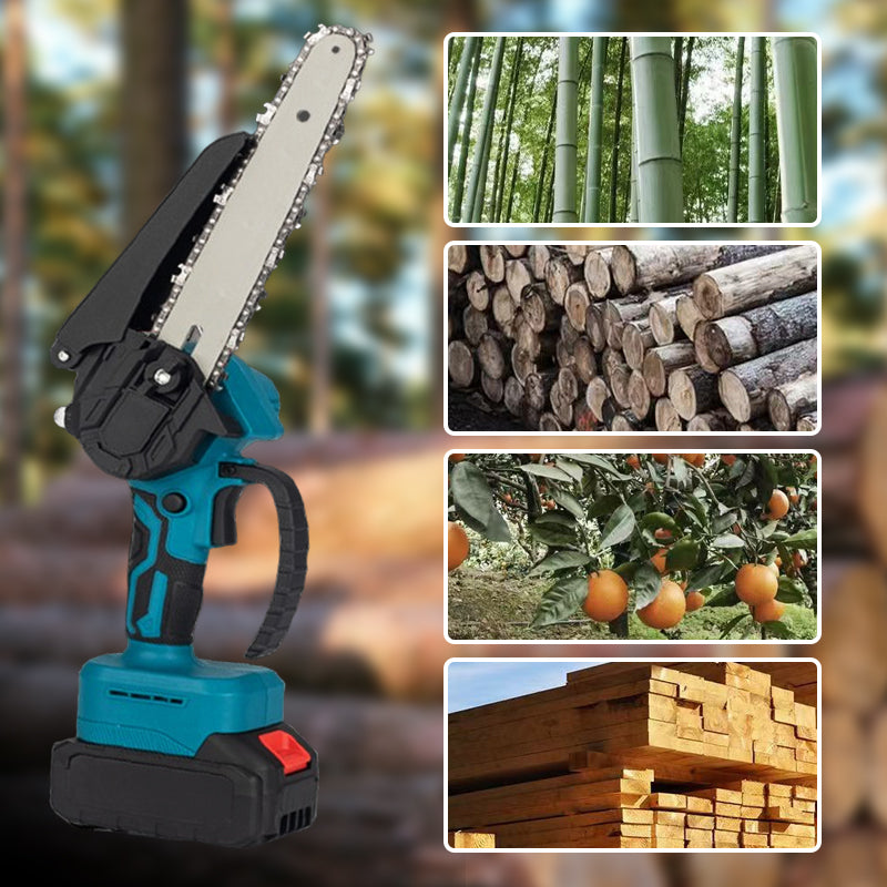 Mini cordless chainsaw 15 cm with 2 batteries