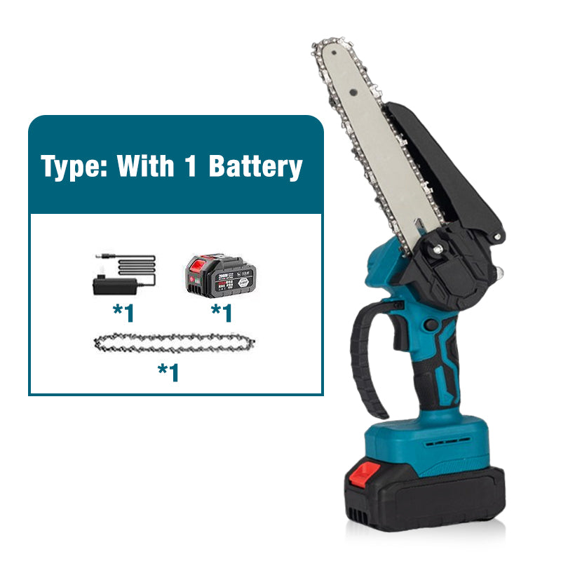 Mini cordless chainsaw 15 cm with 2 batteries
