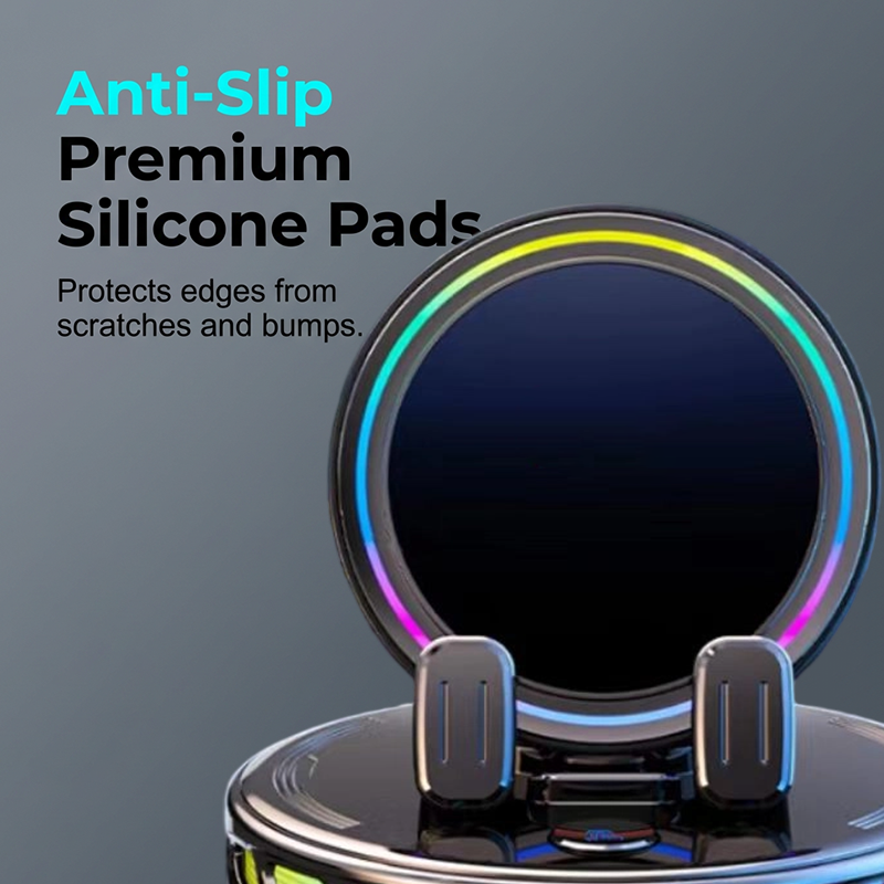 RGB Car Phone Holder with 15W Wireless Charging Automatic Clamping, Free Rotation, 3 Colors, Secure & Convenient