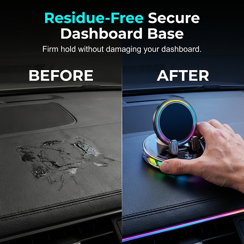 RGB Car Phone Holder with 15W Wireless Charging Automatic Clamping, Free Rotation, 3 Colors, Secure & Convenient