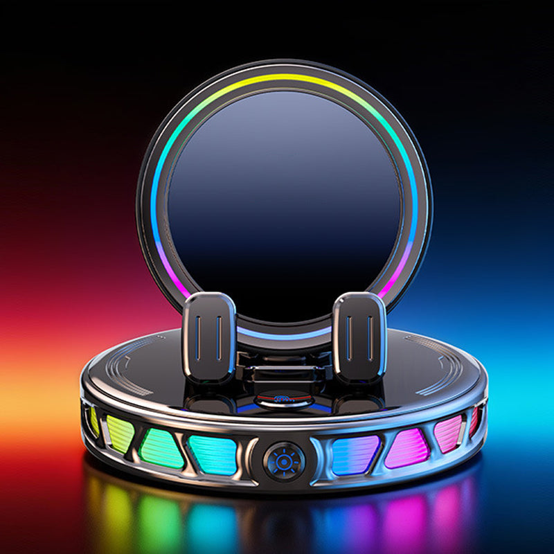 RGB Car Phone Holder with 15W Wireless Charging Automatic Clamping, Free Rotation, 3 Colors, Secure & Convenient