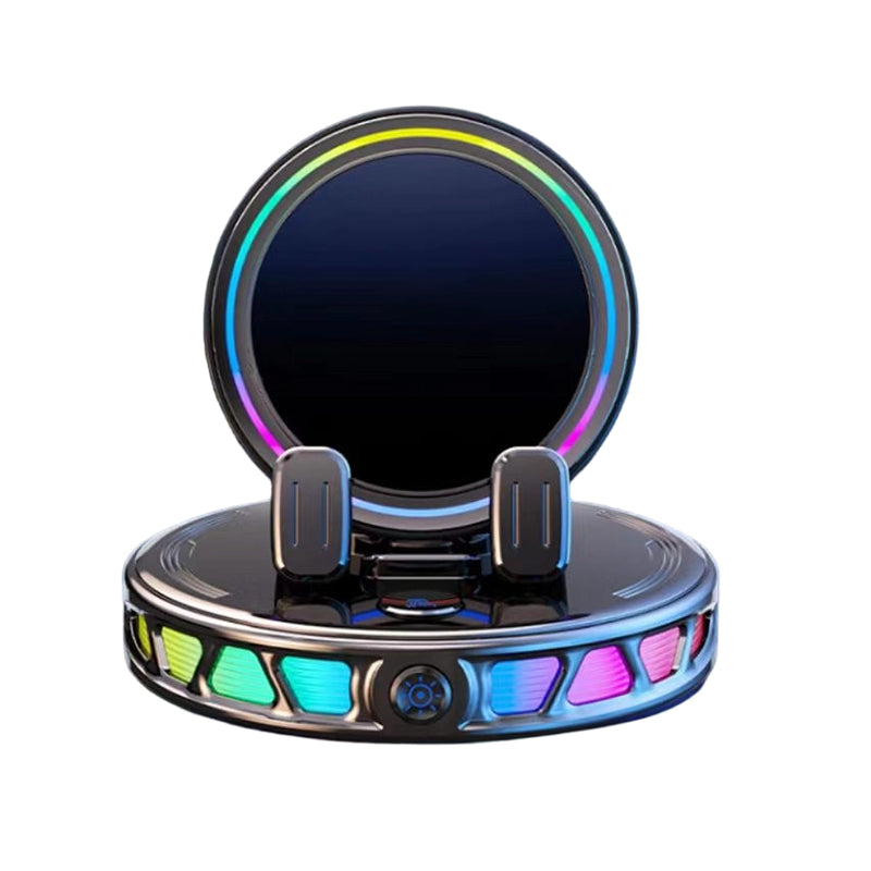 RGB Car Phone Holder with 15W Wireless Charging Automatic Clamping, Free Rotation, 3 Colors, Secure & Convenient