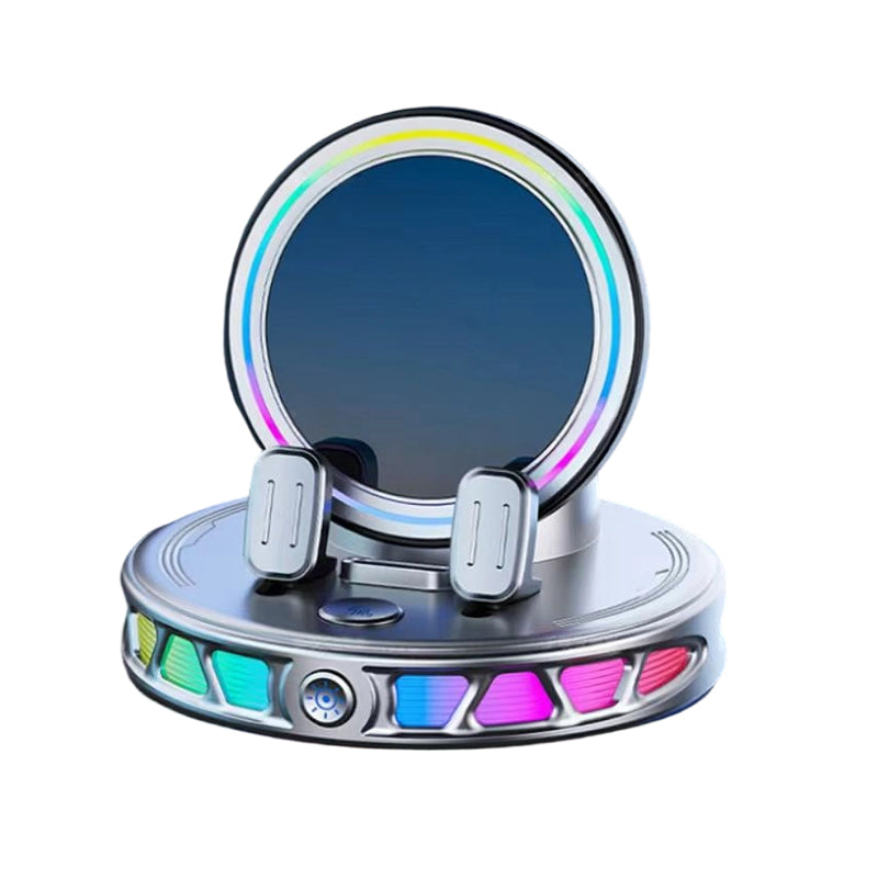 RGB Car Phone Holder with 15W Wireless Charging Automatic Clamping, Free Rotation, 3 Colors, Secure & Convenient