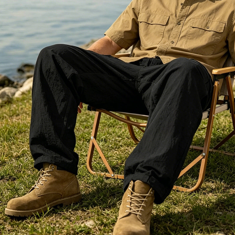 Pantalon cargo en coton et lin pour homme