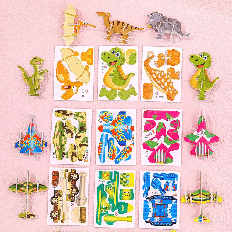 JEU DE CONSTRUCTION PUZZLE 3D ÉDUCATIF - Coffret de 50 pièces Dinosaures aux couleurs vives, développe la créativité et la pensée spatiale dès 4 ans