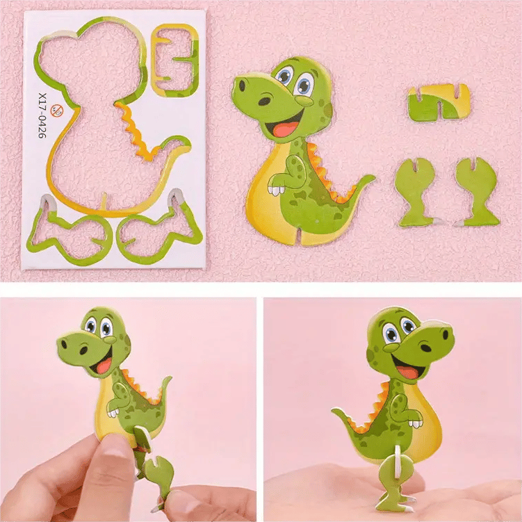JEU DE CONSTRUCTION PUZZLE 3D ÉDUCATIF - Coffret de 50 pièces Dinosaures aux couleurs vives, développe la créativité et la pensée spatiale dès 4 ans