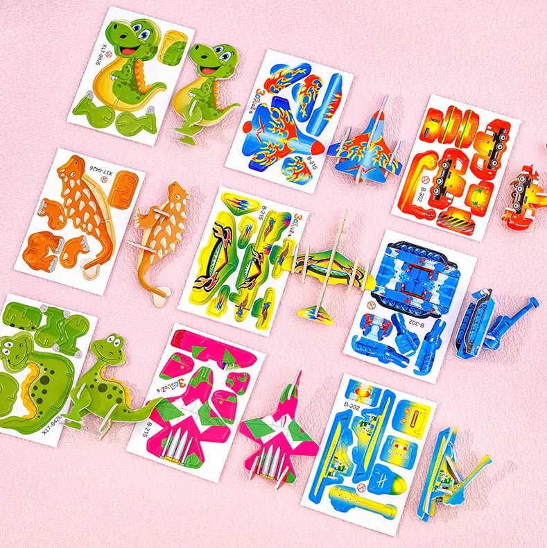 JEU DE CONSTRUCTION PUZZLE 3D ÉDUCATIF - Coffret de 50 pièces Dinosaures aux couleurs vives, développe la créativité et la pensée spatiale dès 4 ans