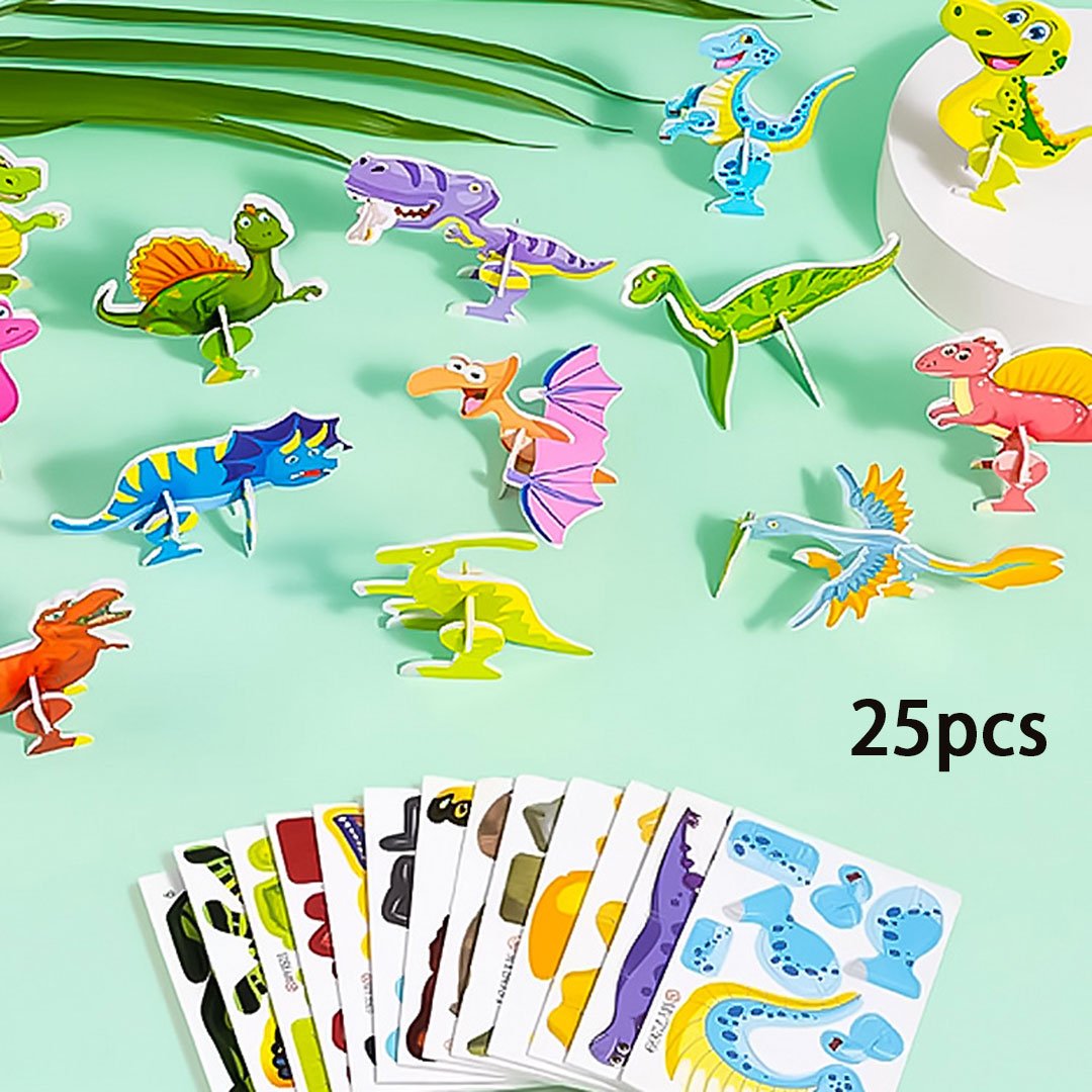 JEU DE CONSTRUCTION PUZZLE 3D ÉDUCATIF - Coffret de 50 pièces Dinosaures aux couleurs vives, développe la créativité et la pensée spatiale dès 4 ans