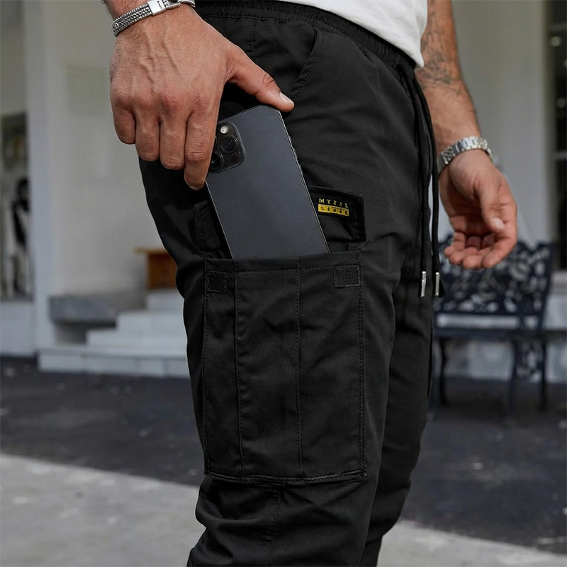 LIMITED 50% OFF Polyester Cargo Jogger Pants, Adjustable Waist, Pockets