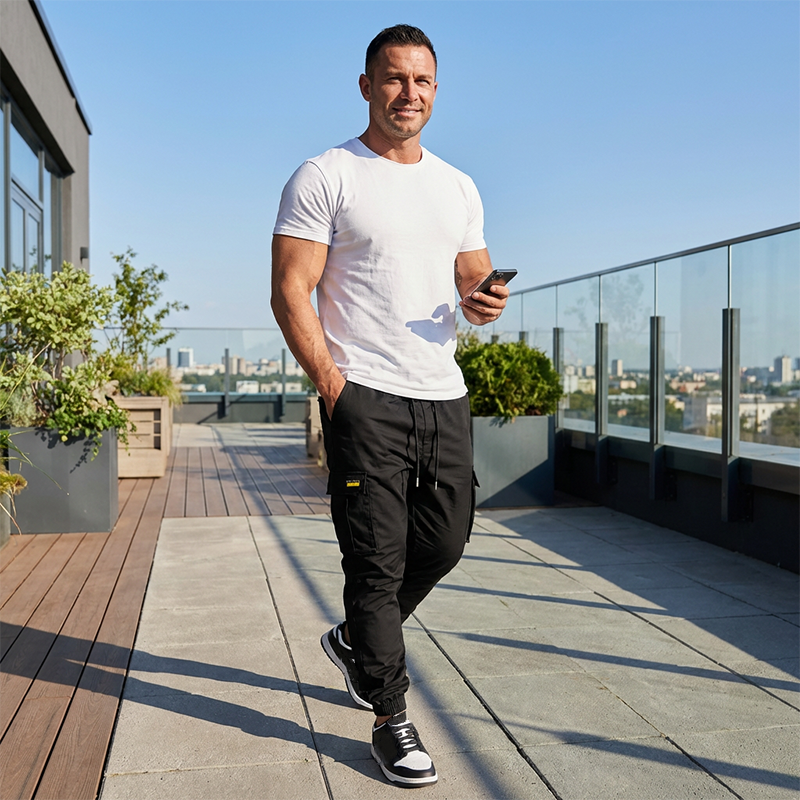 LIMITED 50% OFF Polyester Cargo Jogger Pants, Adjustable Waist, Pockets