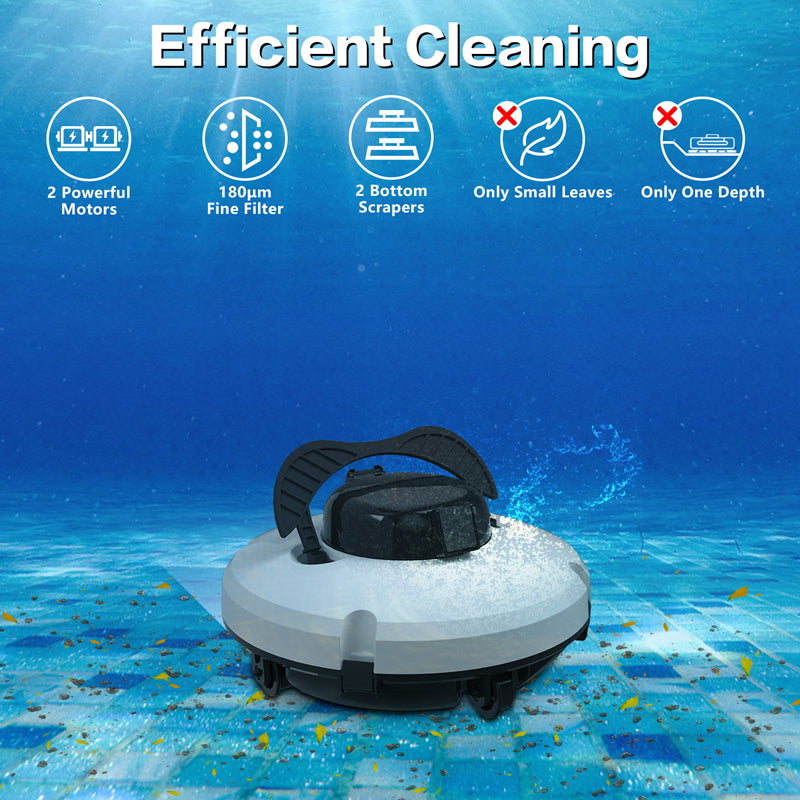 28W Cordless Pool Robot with High Suction Power, Smart Navigation, One-Button Start, Removable Filter Basket