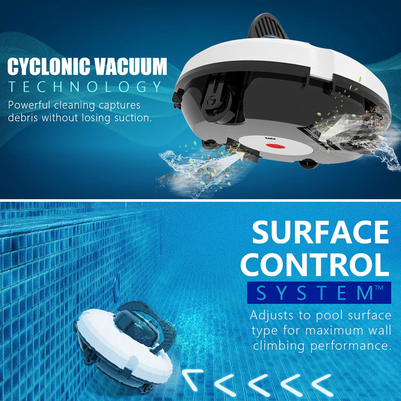 28W Cordless Pool Robot with High Suction Power, Smart Navigation, One-Button Start, Removable Filter Basket