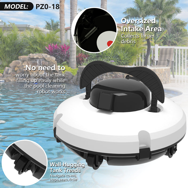 28W Cordless Pool Robot with High Suction Power, Smart Navigation, One-Button Start, Removable Filter Basket