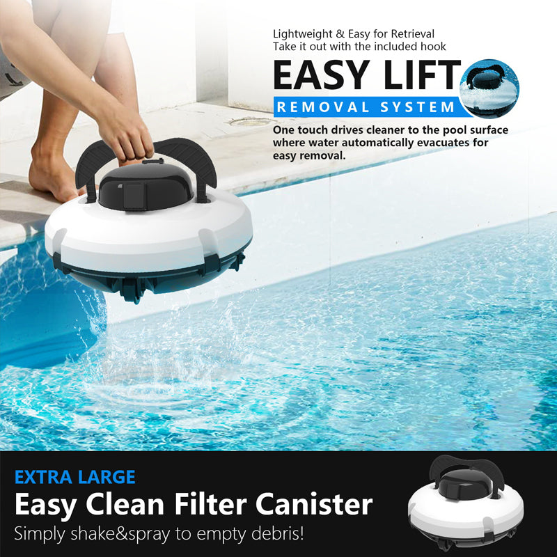 28W Cordless Pool Robot with High Suction Power, Smart Navigation, One-Button Start, Removable Filter Basket