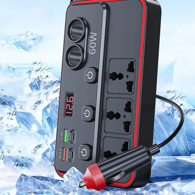 Multi-functional Car Charger | AC Outlets + Fast-Charging USB Ports