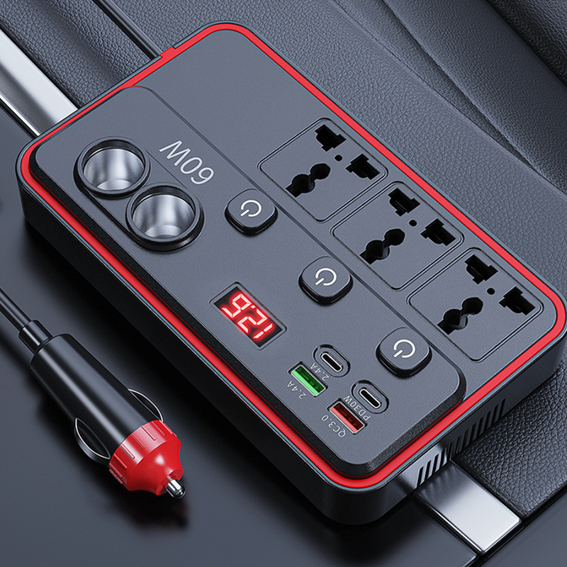 Multi-functional Car Charger | AC Outlets + Fast-Charging USB Ports