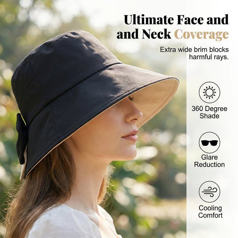 LIMITE 50% DE RÉDUCTION Chapeau de Soleil Femme à Bords Extra Larges, Couverture 360°, Flexible
