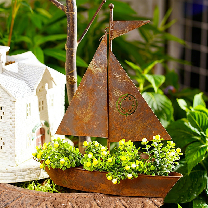 Jardinière en métal voilier rustique