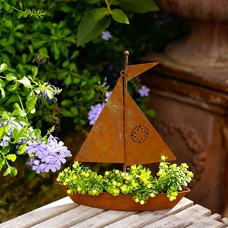 Jardinière en métal voilier rustique