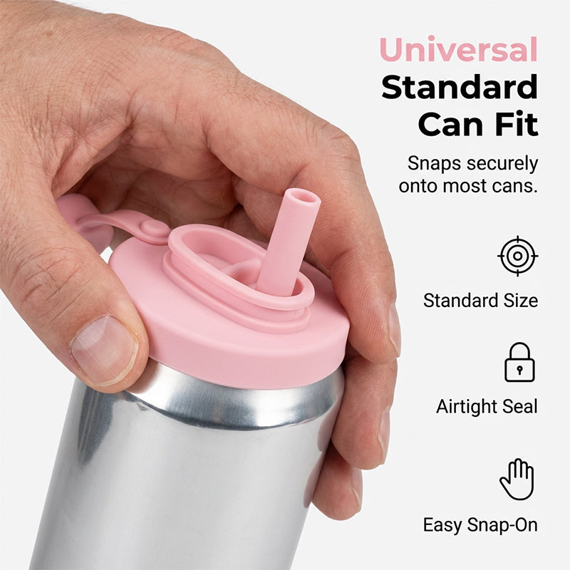 Égayez votre printemps avec un couvercle de canette en silicone avec paille, anti-déversement pour les canettes de boisson standard