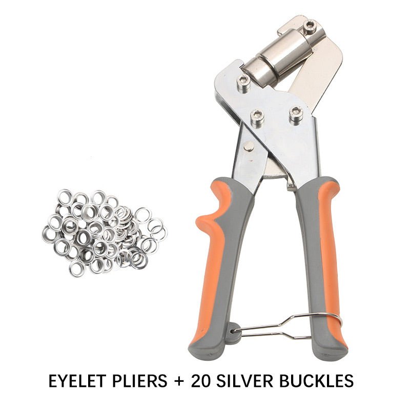 Grommet Pliers for Tarpaulins, 4 Kits (20,500 Grommets Included), 220 mm, Punch Diameter 16/10.5 mm, 0.6 kg
