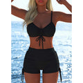 Women's Bikini Set - Adjustable Drawstring Top & Boxer Shorts, Stretch Fabric, Vibrant Patterns, Perfect for the Beach & Swimming