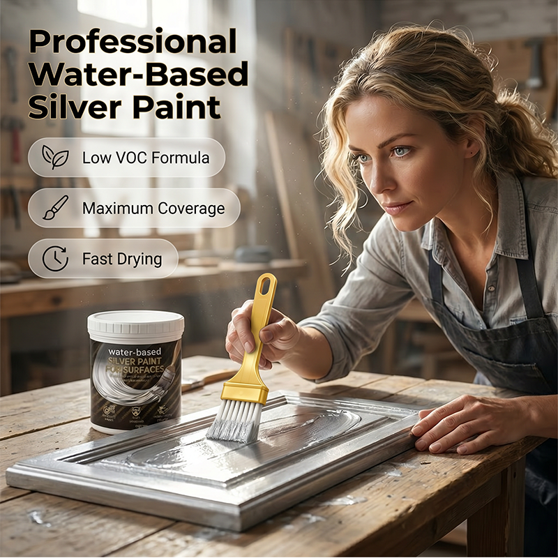 Peinture argentée à base d'eau pour métal et bois