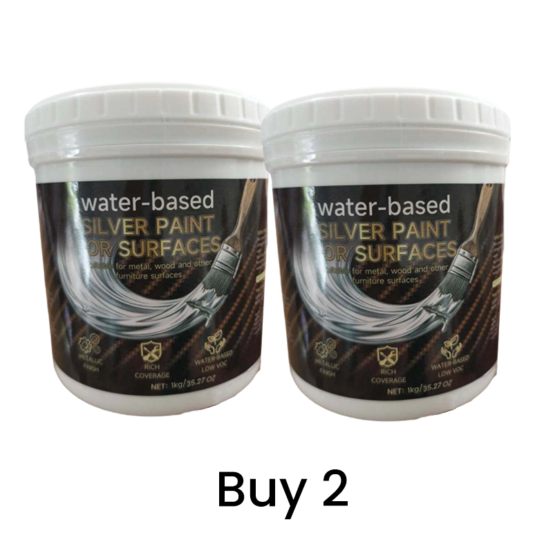 Peinture argentée à base d'eau pour métal et bois
