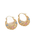 OFFRE LIMITÉE -50% Boucles d'oreilles Croissant Plaqué Or, Émaillées, Filigranes